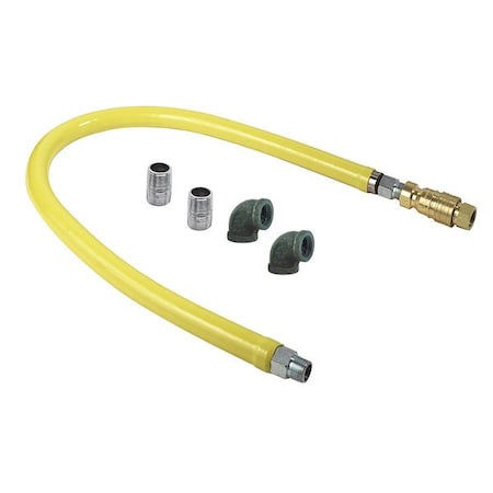 Safe-T-Link 48in FreeSpin Quick Disconnect Gas Connector Hose W Elbows And Nipples-3/4in NPT